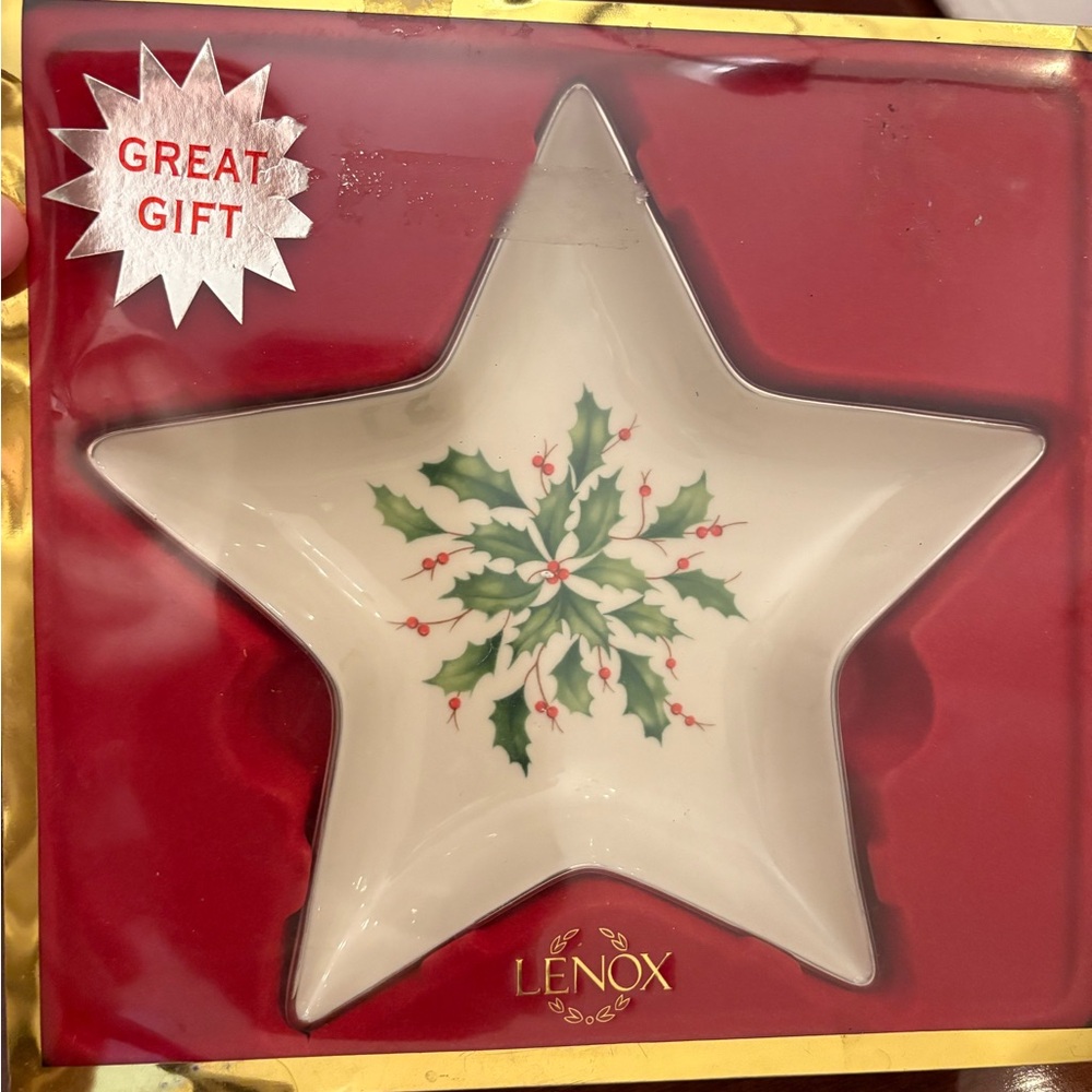 Lenox Holiday Platinum Star Candy Dish